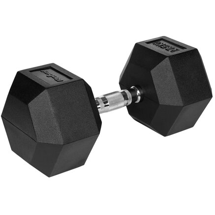 Gantera Dumbbell Rebel ACTI Hex Fonta Cauciucată 27.5kg Negru