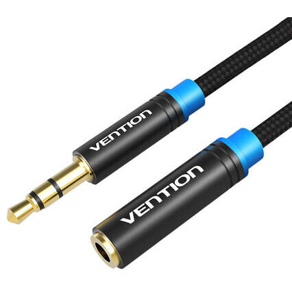 Cablu Audio Vention VAB-B06-B150-M Jack 3.5mm Male Jack 3.5mm Female 1.5m Negru