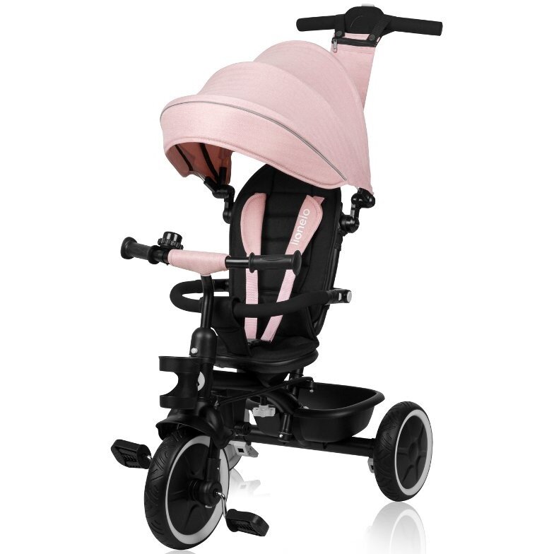 Tricicleta Copii Lionelo Berry 2 In 1 Multifuncțională Suport Picioare Control Al Directiei Scaun Reversibil Rotire 360 Grade Roz