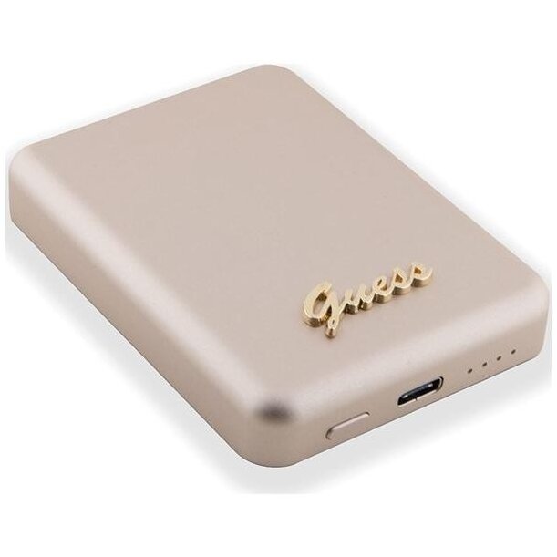 Acumulator Extern Metal Script Logo MagSafe 5000mAh 15W MagSafe Auriu