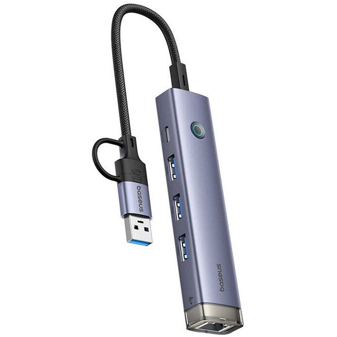 Hub Extern UltraJoy 4in1 USB-A&USB-C la 3xUSB3.0+USB-C+RJ45 Gri