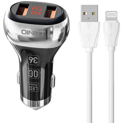 Incarcator Auto C2 2USB  + Lightning Cable Negru