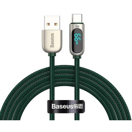 Cablu Date Display USB - Type-C 66W 2m Verde