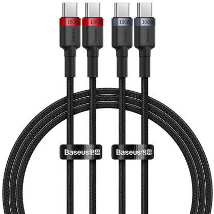 Cablu Date Cafule USB-C - USB-C 100W 1m 2psc Negru
