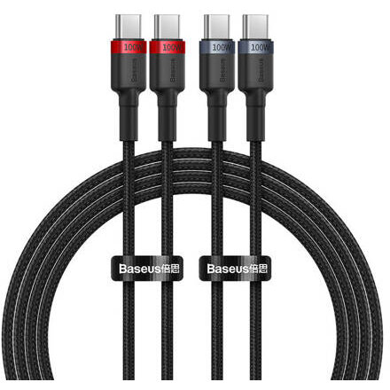 Cablu Date Cafule USB-C - USB-C 100W 2m 2psc Negru