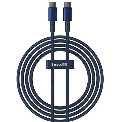 Cablu Date USB-C - USB-C Tungsten Gold 100W 2m Albastru