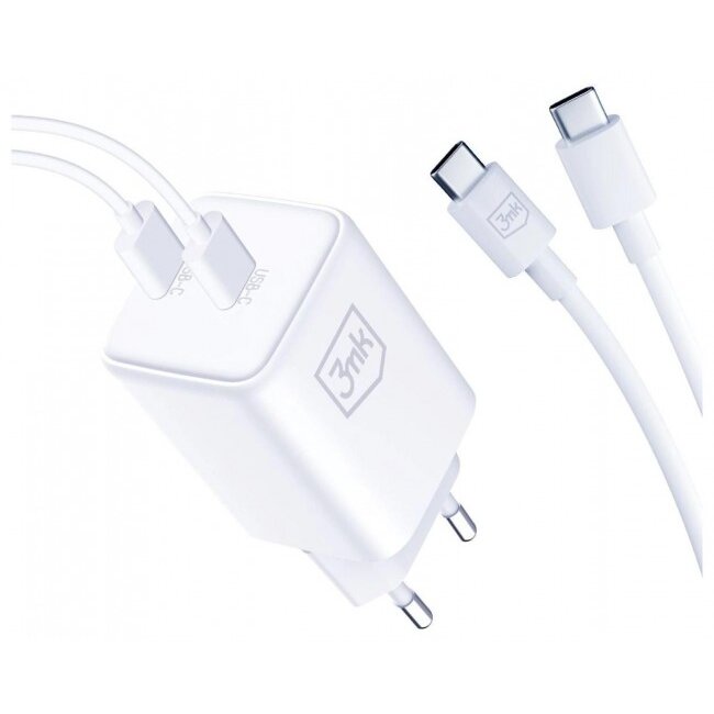 Incarcator Hyper Charger PD 45W  + 2 Cablu USB-C Alb