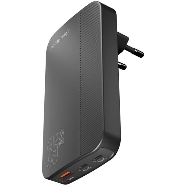 Incarcator retea Mobile Origin GaN 3, USB, 2x USB-C, 65W, Design slim, Negru - imagine 2