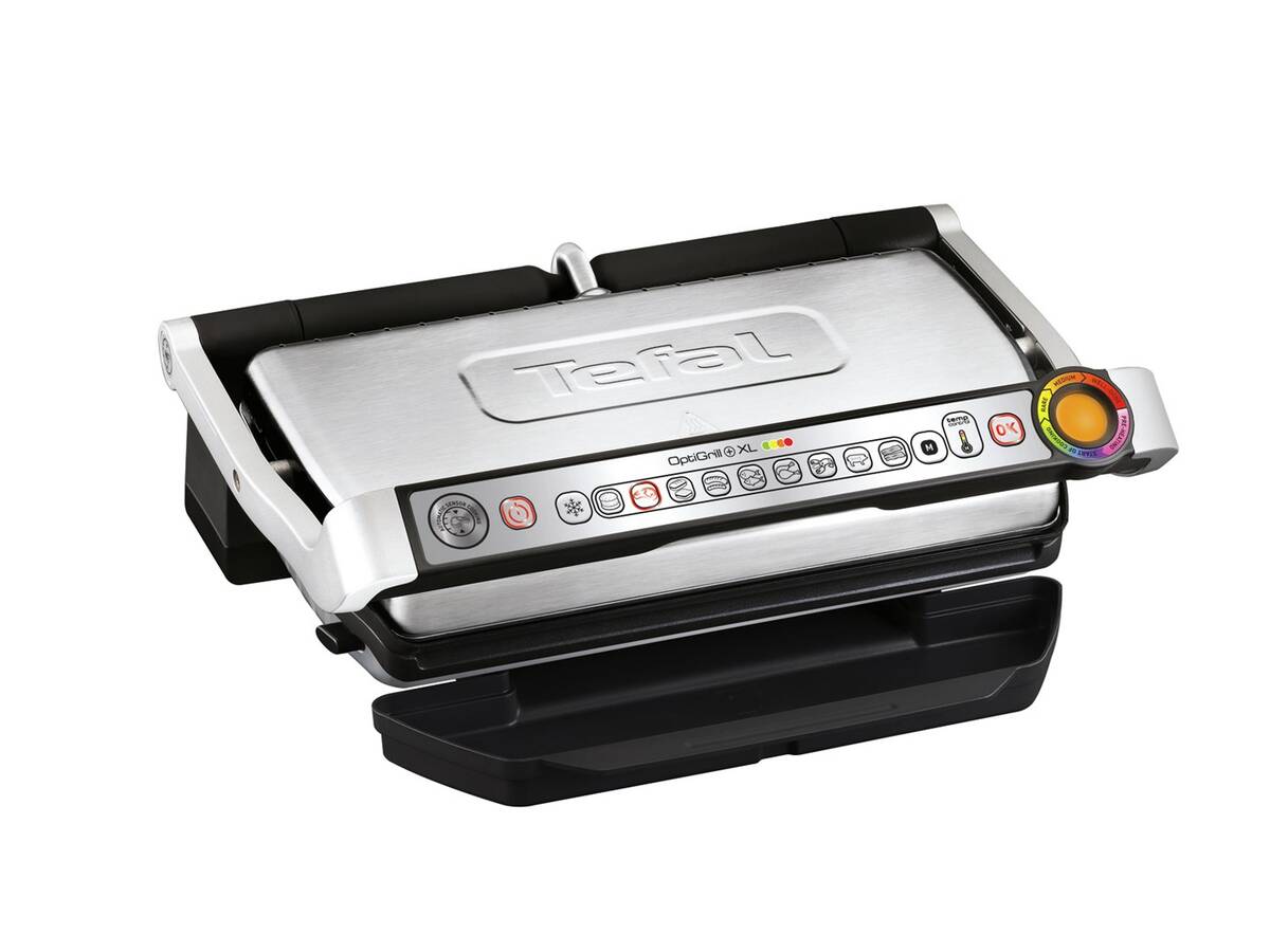 Tefal Gratar Electric GC724D OptiGrill Contact Grill Placa Detasabila Tava 2000W Argintiu-Negru