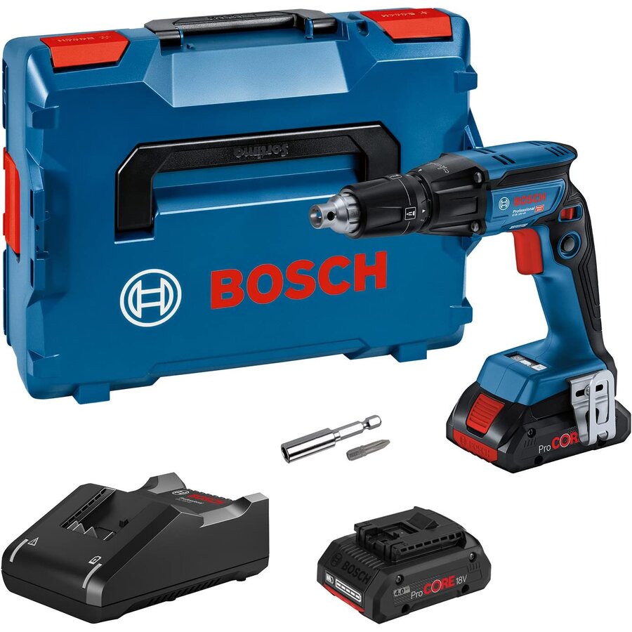 Bosch cordless drywall screwdriver GTB 18V-45 Professional (blue/black 2x battery ProCORE18V 4.0Ah in L-BOXX)