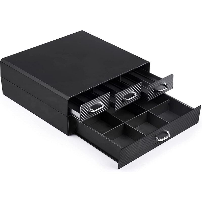 Organizator Capsule Cafea 4 Sertare Depozitare 2 Nivele Negru