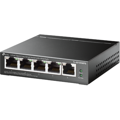 Switch 5-Port Gigabit Easy Smart Switch cu 4-Port PoE+ Negru