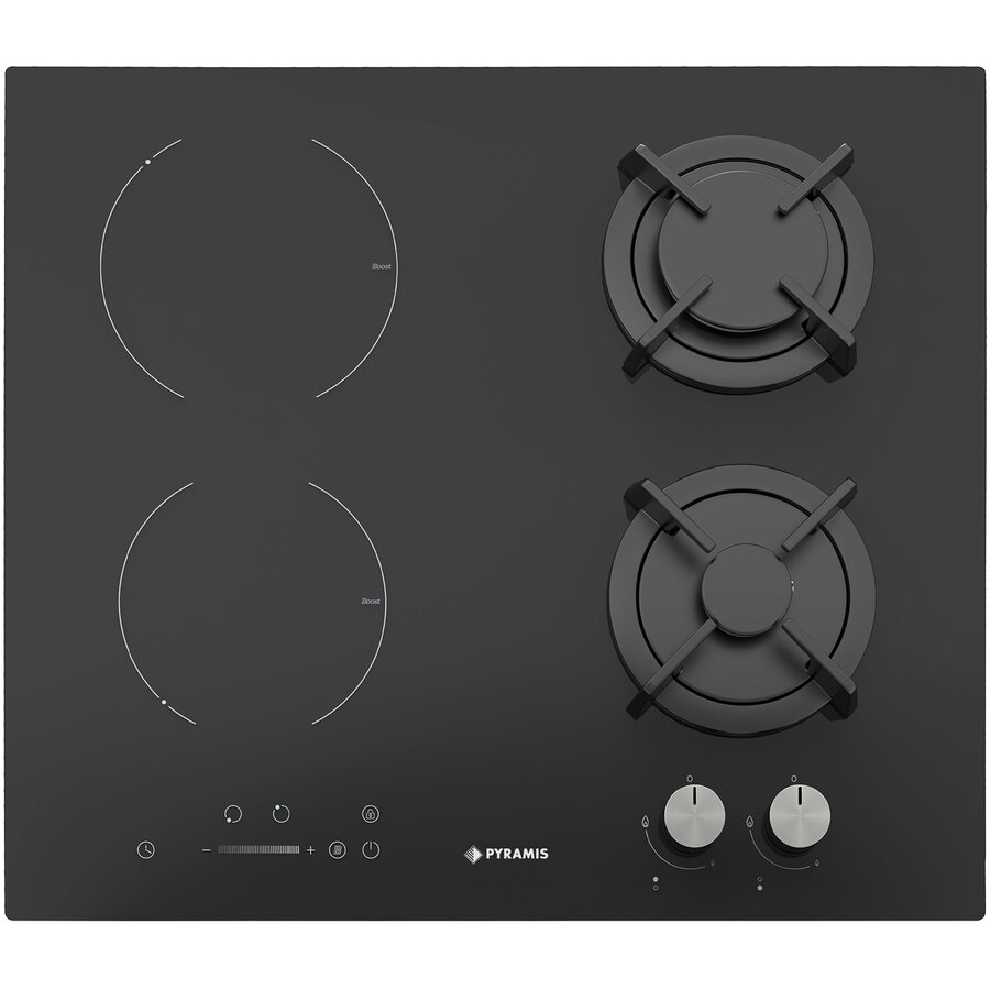 Plita Mixta 2+2 Gaz Si Vitroceramic Sticla Negru