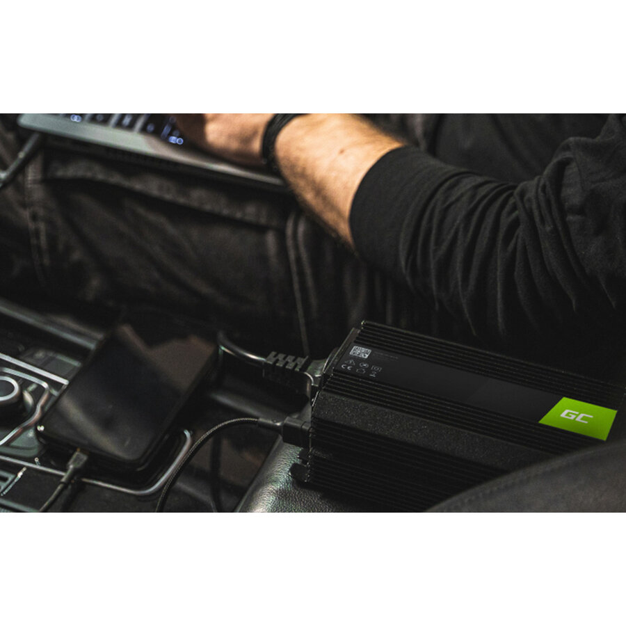 Convertor De Tensiune Green Cell 12V / 230V 500W / 1000W Undă Sinusoidala Modificata Negru — imaginea 3