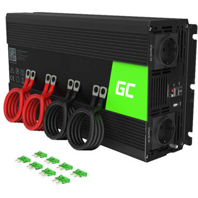 Convertor De Tensiune Green Cell 12V / 230V 2000W / 4000W Undă Sinosoidala Pura Negru