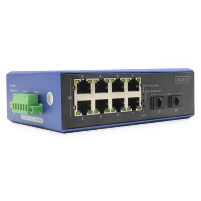 Switch Gigabit Ethernet PoE Industrial 8+2 Albastru