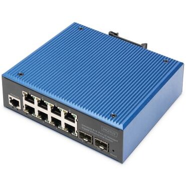 Switch Gigabit Ethernet PoE Industrial 8+2 Albastru