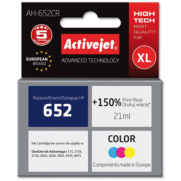 Cartuș Cerneală ActiveJet AH-652CR Compatibil cu HP 652XL Color — imaginea 2