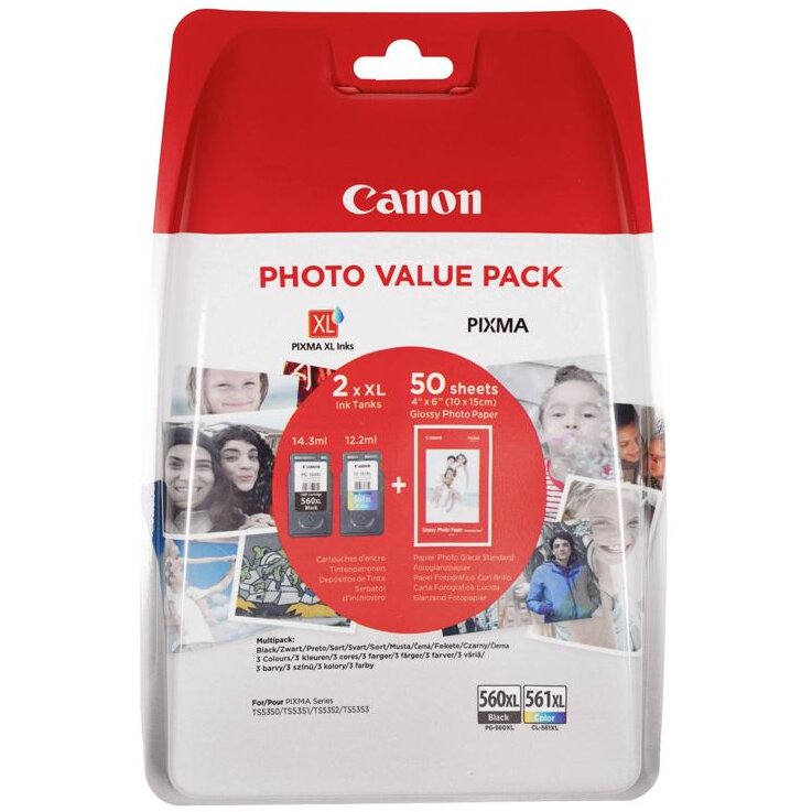 Set Cartușe Cerneală+Hârtie Canon PG-560XL/CL-561XL 3712C004AA Multipack Negru/Color