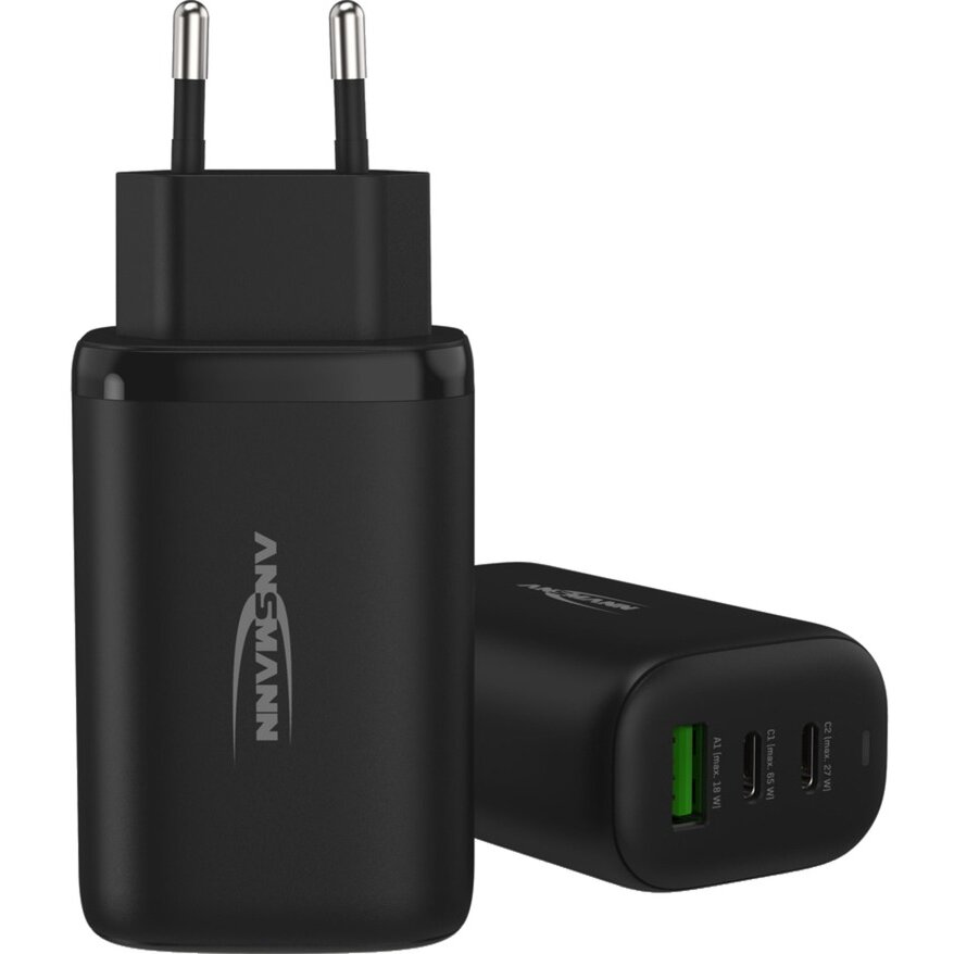 Incarcator HC365PD   2x USB-C   1x USB-A 65W QC  Negru