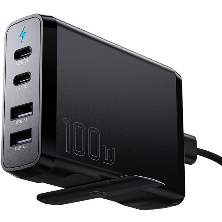 Incarcator 2xUSB-C 2xUSB-A 100W  GaN  Negru