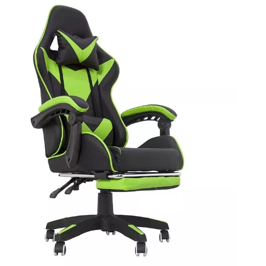 Scaun Ergonomic Gaming Spatar Rabatabil Suport Lombar Suport Retractabil Picioare Tetiera Inaltime Reglabila 122-130Cm Verde-Negru