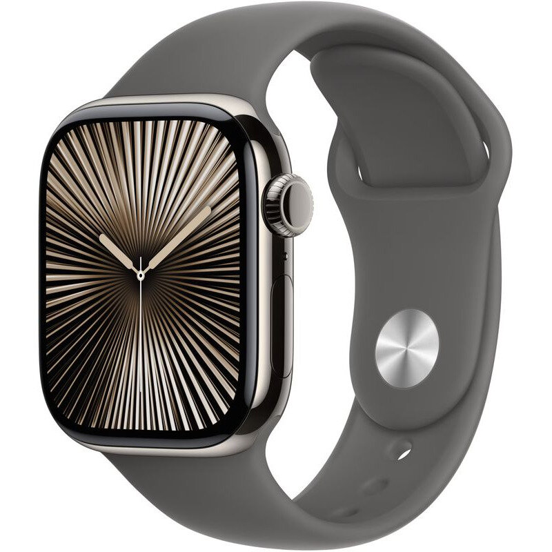 Smartwatch Watch S10 Cellular 42mm Natural Titanium Case Stone Grey Sport Band - S/M
