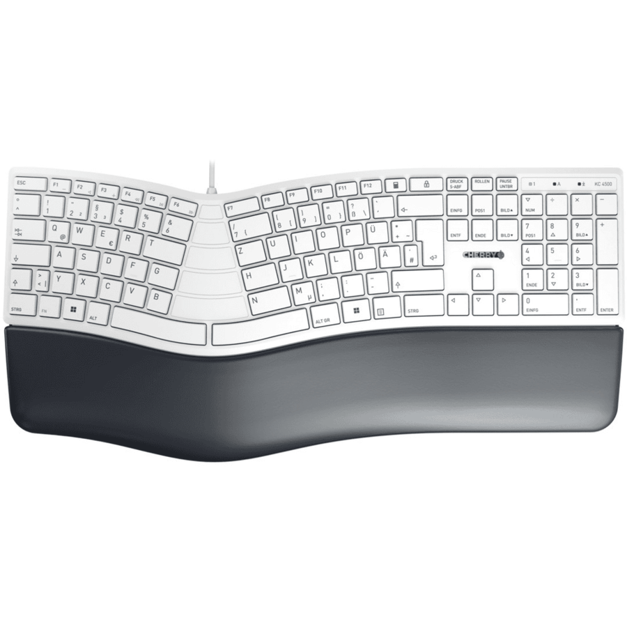 Tastatura Ergonomica JK-4500DE-0 / JK4500W USB 109+3 Layout Germana Alb