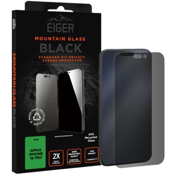 Folie protecție Eiger Sticlă Mountain Glass Privacy pentru iPhone 16 Pro Negru