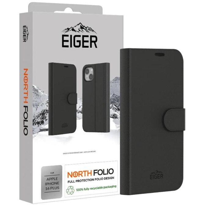 Husa Eiger North Folio Case pentru iPhone 16 Plus Negru