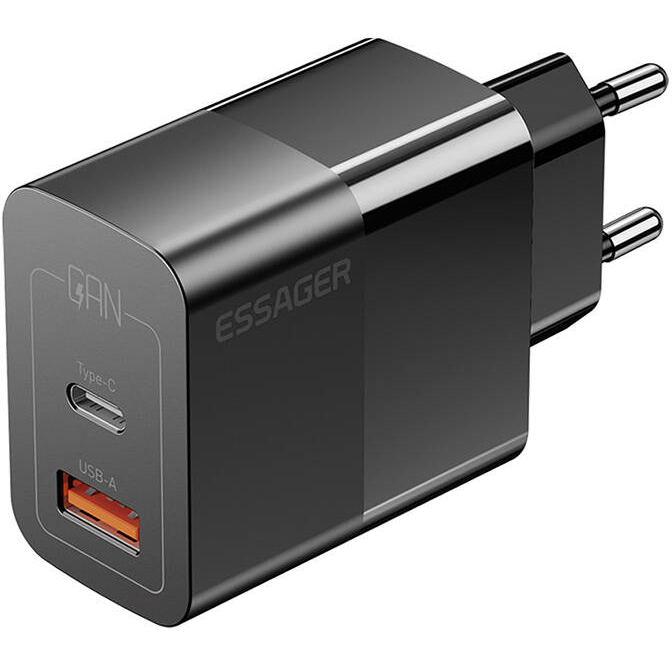 Incarcator USB-C USB-A 33W  GaN   100-240V Negru