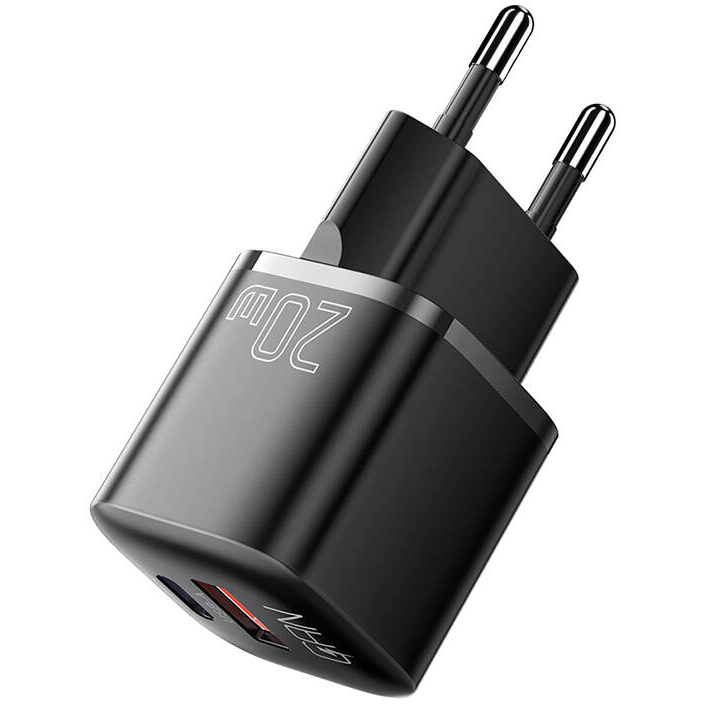 Incarcator USB C + USB A 20W  GaN   Negru