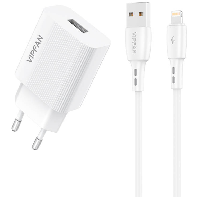 Incarcator VFAN  USB  E01 1x USB 2.4A   Cablu   Lightning  Alb