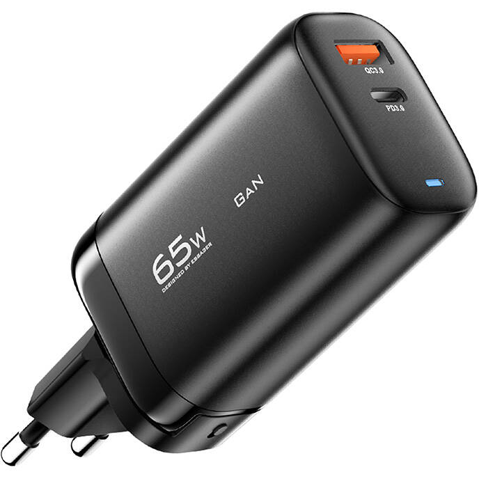 Incarcator ECTAC-MYB01-Z  GaN  USB-C  USB-A  65W  Negru