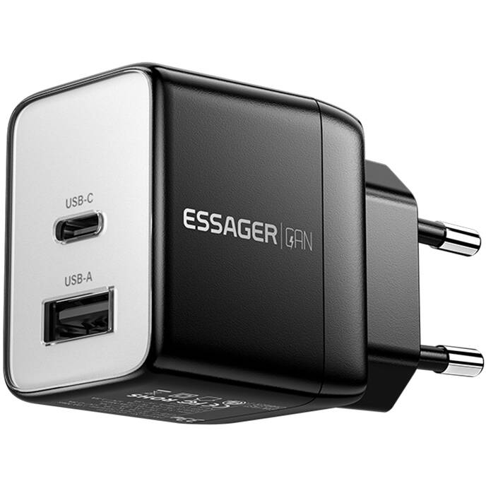 Incarcator ECT33W-LJB01-Z  GaN 1xUSB-A 1xUSB-C 33W Negru