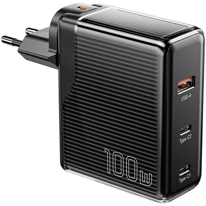 Incarcator ECT2CA-ZXB01-Z  GaN  USB-A  USB-C 100W Negru