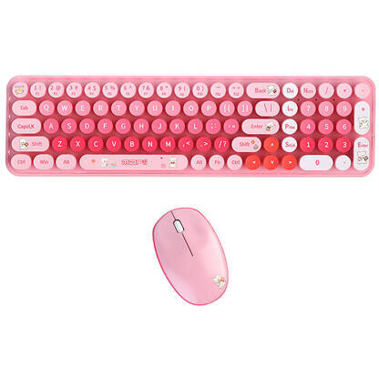 Mouse + Tastatura Wireless 2.4GHz Baby Bear Roz