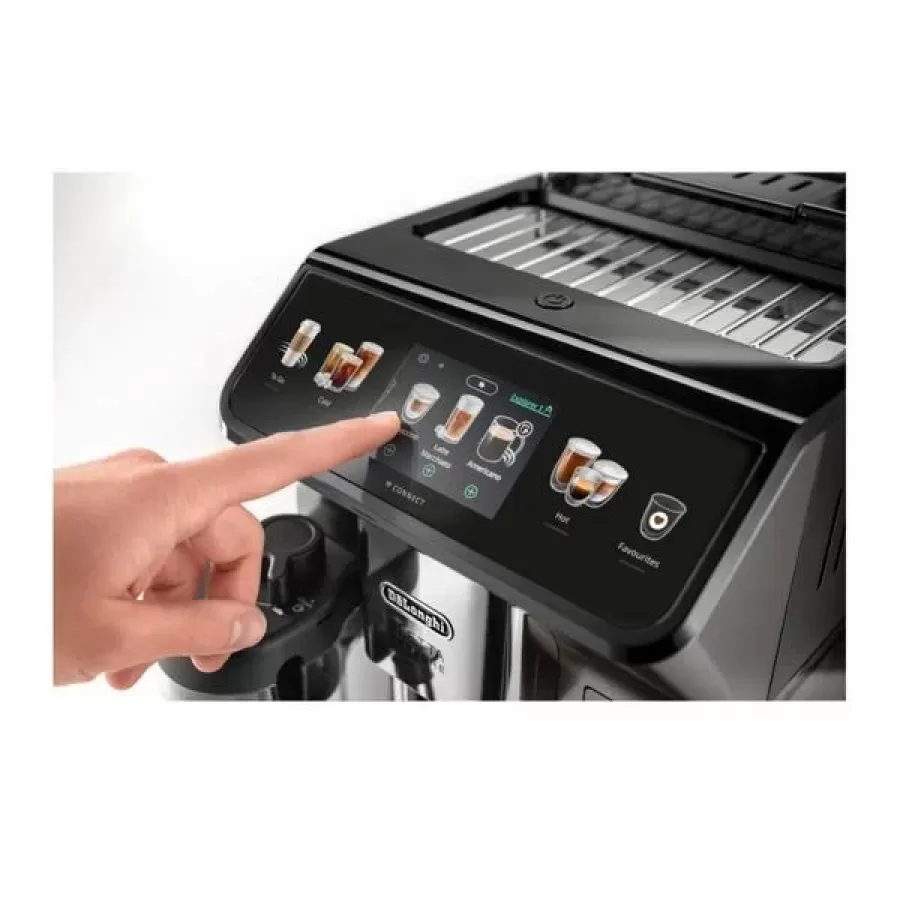 Espressor Automat Delonghi ECAM 450.86.T Eletta Explore 1.8L 19 Bar 2 Carafe Lapte Tehnologie LatteCrema Hot&Cool Coffee Link App 1450W Argintiu/Negru — imaginea 2