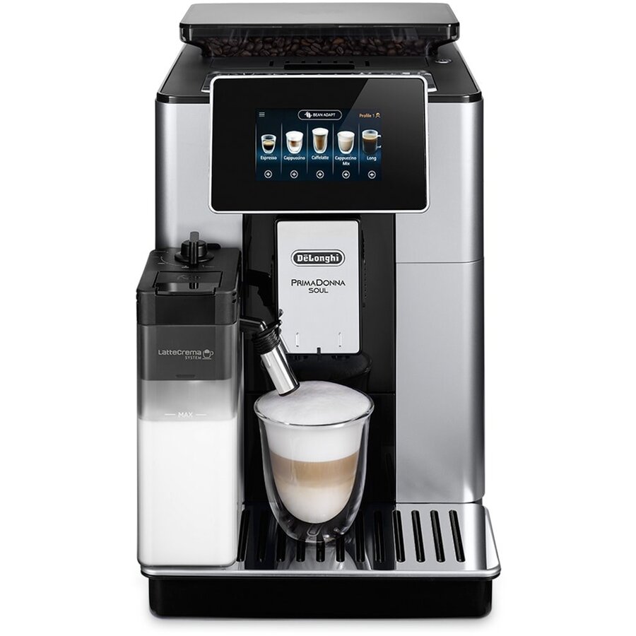 Espressor Automat PrimaDonna Soul ECAM610.55.SB Sistem LatteCrema Tehnologia Bean Adapt 2.2L 19Bar 1450W Argintiu/Negru