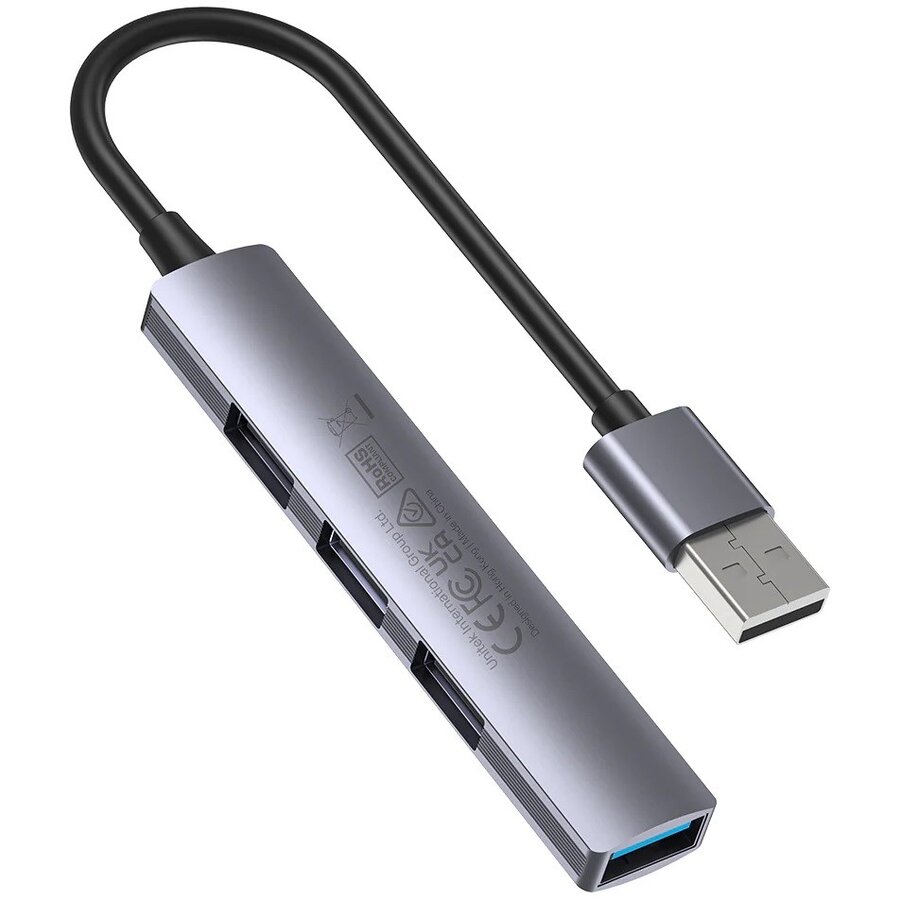 Hub USB H1208A USB-A   3x USB-A 2.0 USB-A 3.0  5000Mbit/s Aluminiu Gri