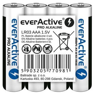 Baterie  Alcalina Pro x4  AAA / LR03 1250mAh 1.50V