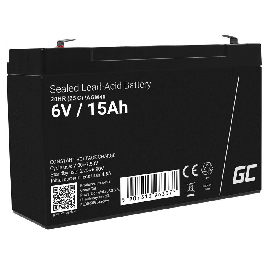 Baterie AGM40 UPS VRLA) 6V 15Ah Negru