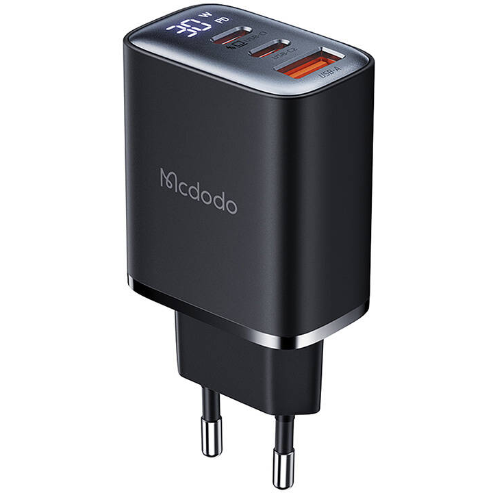 Incarcator CH-2180 2xUSB-C USB-A 30W  Negru