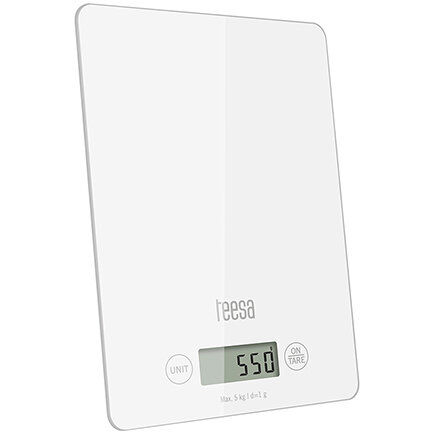 Cantar Bucatarie Sticla Maxim 5kg Precizie 1g Afisaj LCD Alb