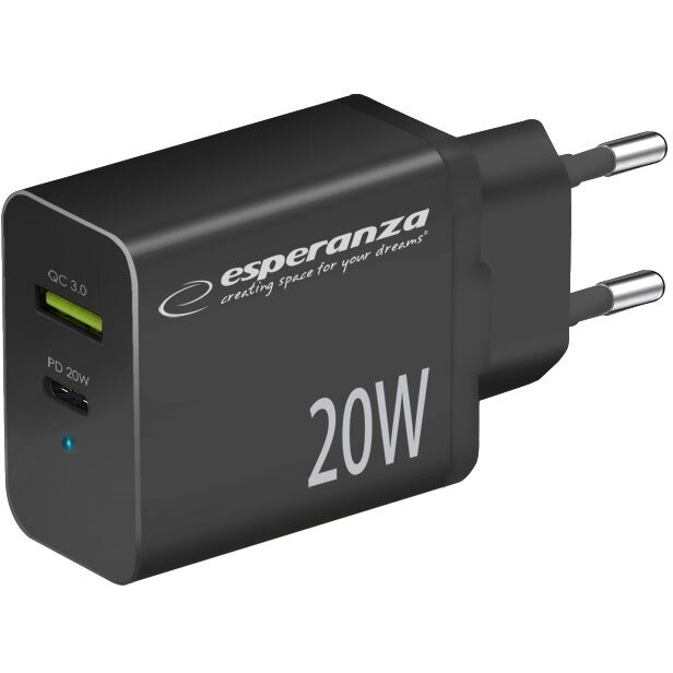 Incarcator EZC105K   20W   DC/AC Quick Charge 3.0 USB A USB C Negru
