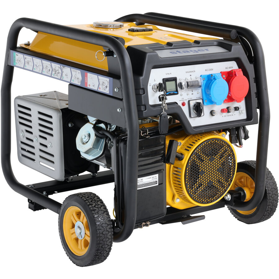 Generator Curent FD 10000ER-E3R Automatic Open-Frame 8.5kW Trifazat Benzina Pornire Electrica Galben/Negru