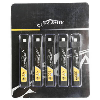 Baterie LiPo 300mAh 3.8V 75C 1S1P HV BT2.0.5  5x Bucati