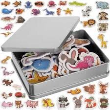 Set Magnetic In Cutie Metalica Magneti Pentru Frigider Animale 40 Piese