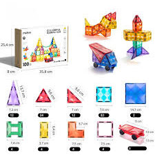 Set De Constructie Magnetic 100 Piese Colorful Magnetic Tiles