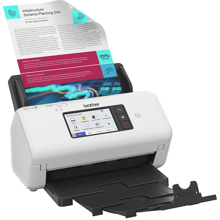 Scanner ADS-4700W Duplex 40PPM/W Lan Wlan 80P ADF Touchscreen Alb